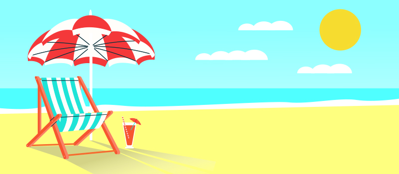 En solstol på en strand